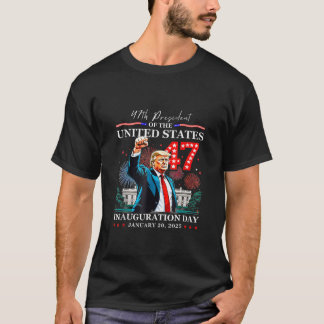 Trump Inauguratie 2025 vuistpomp Trump 47 vuurwerk T-shirt