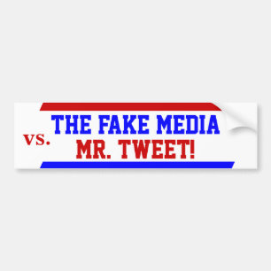Trump is de heer Tweet vs. Fake Media Bumpersticke Bumpersticker