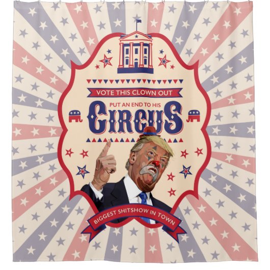 Trump is een clown - Circus Poster Douchegordijn (Voorkant)