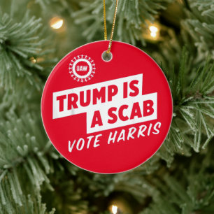 Trump is een Scab Vote Harris 2024-President Keramisch Ornament