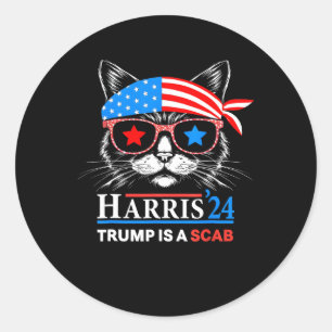 Trump is een schurk stem Harris Vheimer Cat Lady Ronde Sticker