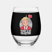 Trump is mijn Valentijn retro Valentijnsdag Wijnglas Zonder Voet (Achterkant)