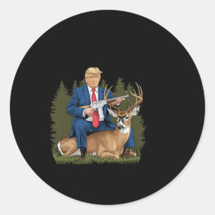 Trump jaagt op herten Grappig Bier Drink Bier Ronde Sticker