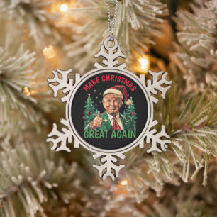 Trump kerst, Trump maakt kerst weer geweldig Tin Sneeuwvlok Ornament