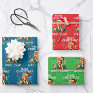 Trump Kerstman Hoed Maak Kerstmis Weer Groot Gro Inpakpapier Vel