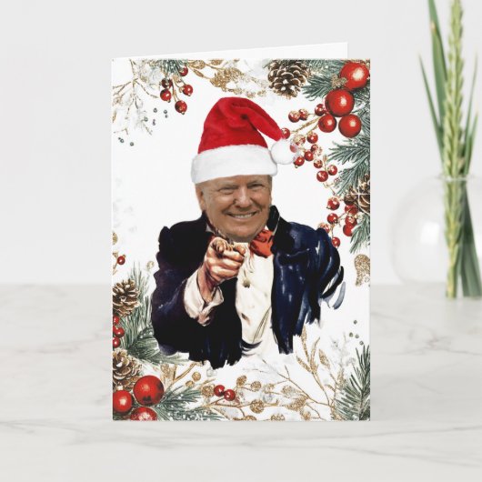 Trump Kerstmis Poinsettia's & Bessen Kaart (Voorkant)