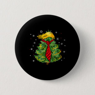 Trump Kerstmis VS Grappig Trump Haar Boom Lelijke  Ronde Button 5,7 Cm