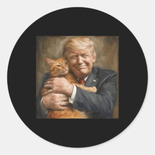 Trump knuffelt een Oranje kat 2024 Ronde Sticker