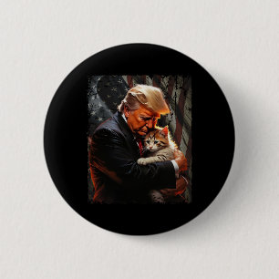 Trump Knuffelt Met Een Oranje Kat 2025 Maakt Katte Ronde Button 5,7 Cm