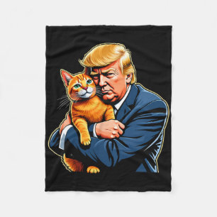 Trump Knuffelt met Oranje Kat Grappige 2025 Verkie Fleece Deken