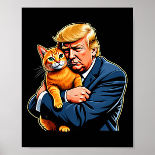 Trump Knuffelt met Oranje Kat Grappige 2025 Verkie Poster