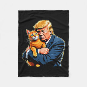 Trump Knuffelt Oranje Cat Funny 2024 Verkiezingsme Fleece Deken