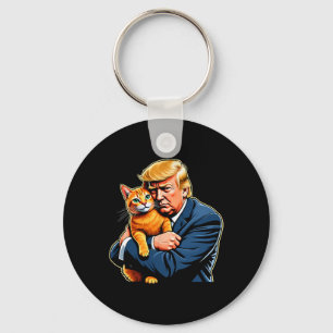 Trump Knuffelt Oranje Cat Funny 2024 Verkiezingsme Sleutelhanger