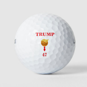 Trump lacht gezicht met Stropdas, 47 Golfballen