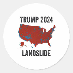Trump Landslide Verkiezingskaart 2024 Funny Pro Tr Ronde Sticker