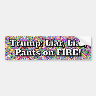 Trump: Leugenaar, Leugenaar, Broek in de brand! Bumpersticker