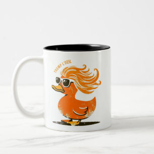 Trump l'oeil Oranje pruik en bril Eend Tweekleurige Koffiemok