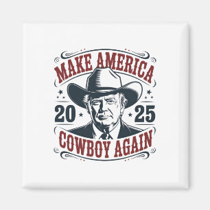 Trump Maakt Amerika 2025 Cowboy Weer Grappige Vint Magneet