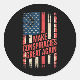 Trump maakt complotten weer geweldig 8 ronde sticker