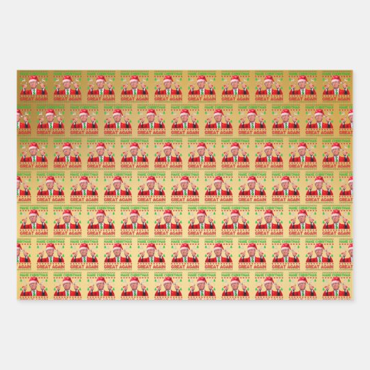 Trump maakt kerst weer geweldig, goudblauw en roze inpakpapier vel (Voorkant 3)