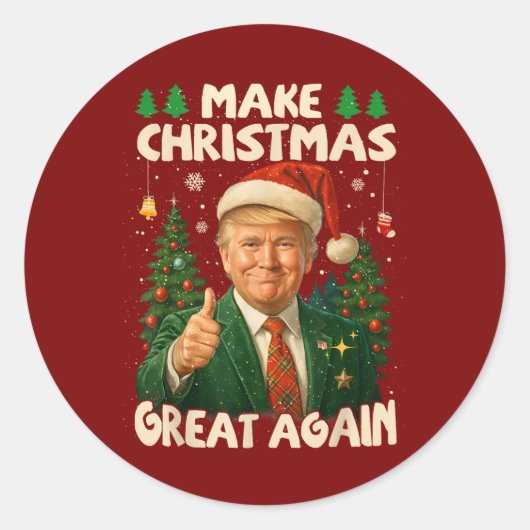Trump maakt kerst weer geweldig ronde sticker (Voorkant)