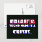 Trump maakte Coronavirus een Crisis White Text Briefkaart (Voorkant / Achterkant)