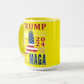 Trump MAGA 2024 Texte Collage Mug Jaune (Devant gauche)