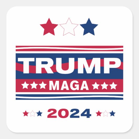 TRUMP~MAGA~2024 VIERKANTE STICKER (Voorkant)