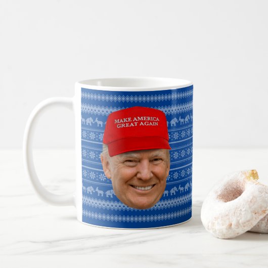 TRUMP MAGA Kerstmis Koffiemok (Met donut)