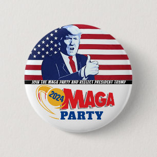 Trump MAGA Party 2024 Ronde Button 5,7 Cm