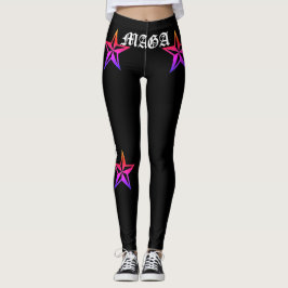 TRUMP! MAGA! TATTOO RAINBOW NAUTISCHE STARS, BLK LEGGINGS