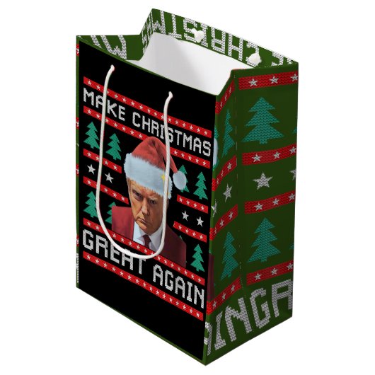 Trump Make Christmas Great Again Mok Shot Medium Cadeauzakje (Voorkant Gekanteld)