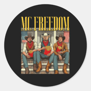 Trump Mc Freedom Funny Trump 2024 Kerst Zwart Ronde Sticker