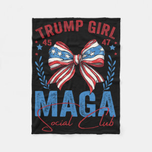 Trump Meisje 45 47 Mega Est 2025 Sociale Club Stem Fleece Deken