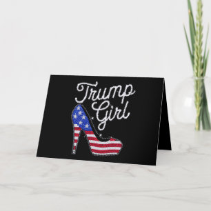 Trump Meisje Hoge Hak Amerikaanse Vlag Bling Patri Bedankkaart