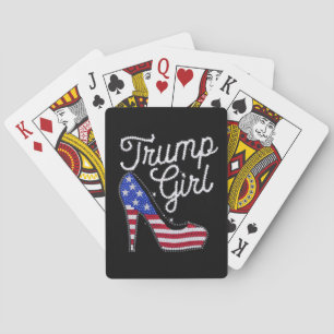 Trump Meisje Hoge Hak Amerikaanse Vlag Bling Patri Pokerkaarten
