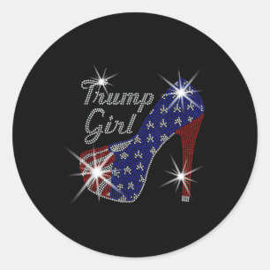 Trump Meisje Hoge Hak Amerikaanse Vlag Stem Donald Ronde Sticker
