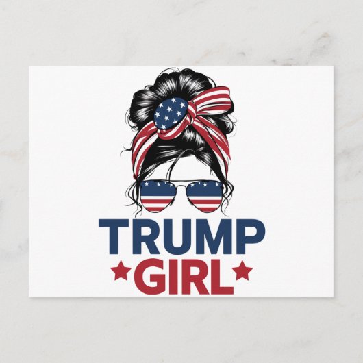 Trump Meisje Messy Bun Trump 2024 Verkiezing Ameri Briefkaart (Voorkant)