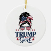 Trump Meisje Messy Bun Trump 2024 Verkiezing Ameri Keramisch Ornament (Voorkant)