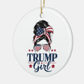 Trump Meisje Messy Bun Trump 2024 Verkiezing Ameri Keramisch Ornament (Links)