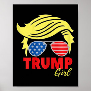 Trump Meisje Messy Bun Trump 2024 Verkiezing Ameri Poster
