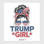 Trump Meisje Messy Bun Trump 2024 Verkiezing Ameri Sticker (Vel)