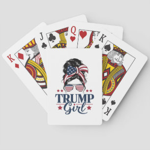 Trump Meisje Rommelige Knot Trump 2024 Verkiezing Pokerkaarten