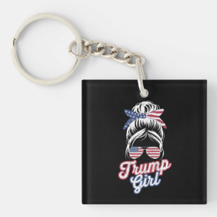 Trump Meisje Rommelige Knot Vintage USA Amerikaans Sleutelhanger