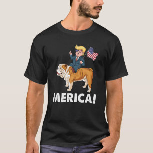 Trump Merica Engelse Bulldog Amerikaanse held 4e T-shirt