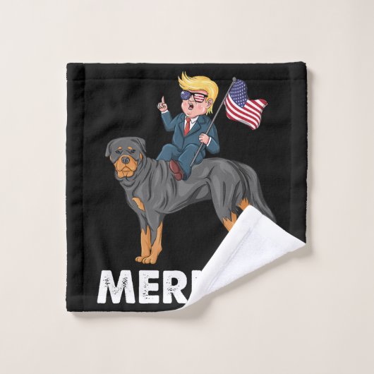 Trump Merica Rottweiler Dog American Hero (Gant de toilette)