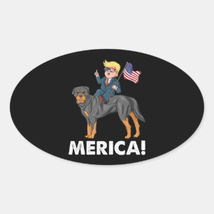 Trump Merica Rottweiler Dog American Hero Ovale Sticker