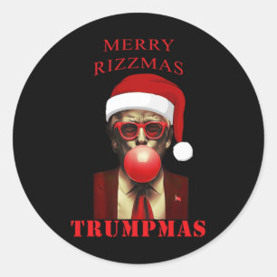 Trump Merry Rizzmas Trumpmas Grappige kerstbubbel Ronde Sticker