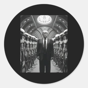 Trump Met Buitenaardse Verschwörungstheorie Ufo be Ronde Sticker