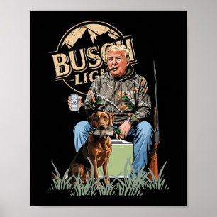 Trump met hond eend watervogels jagen camo preside poster
